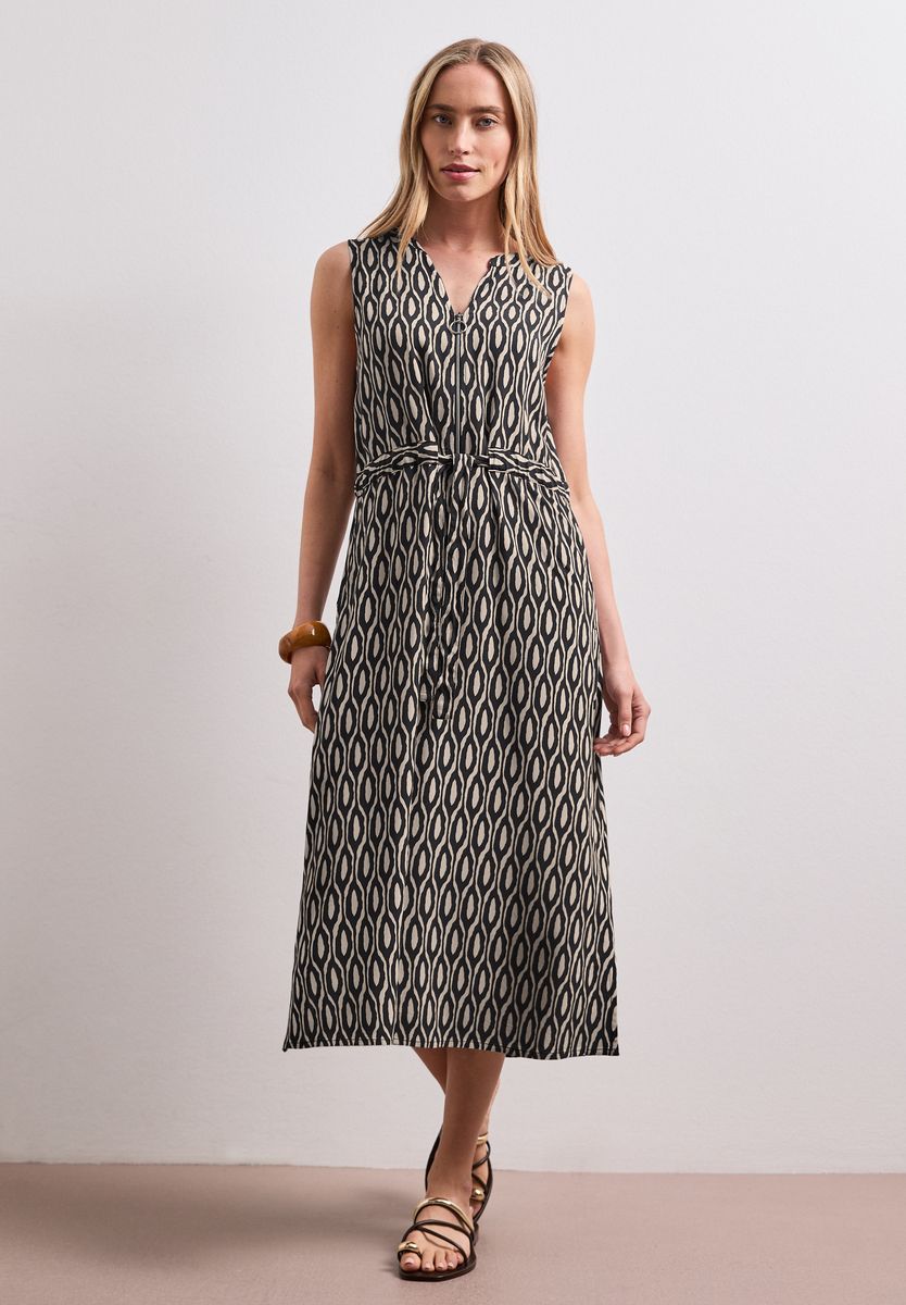Gemustertes ärmelloses Midikleid