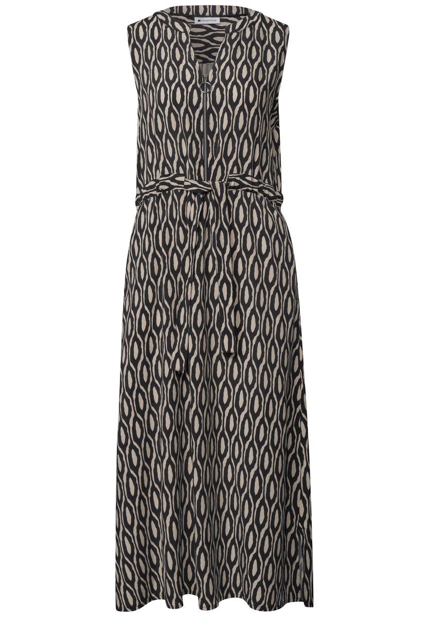 Gemustertes ärmelloses Midikleid