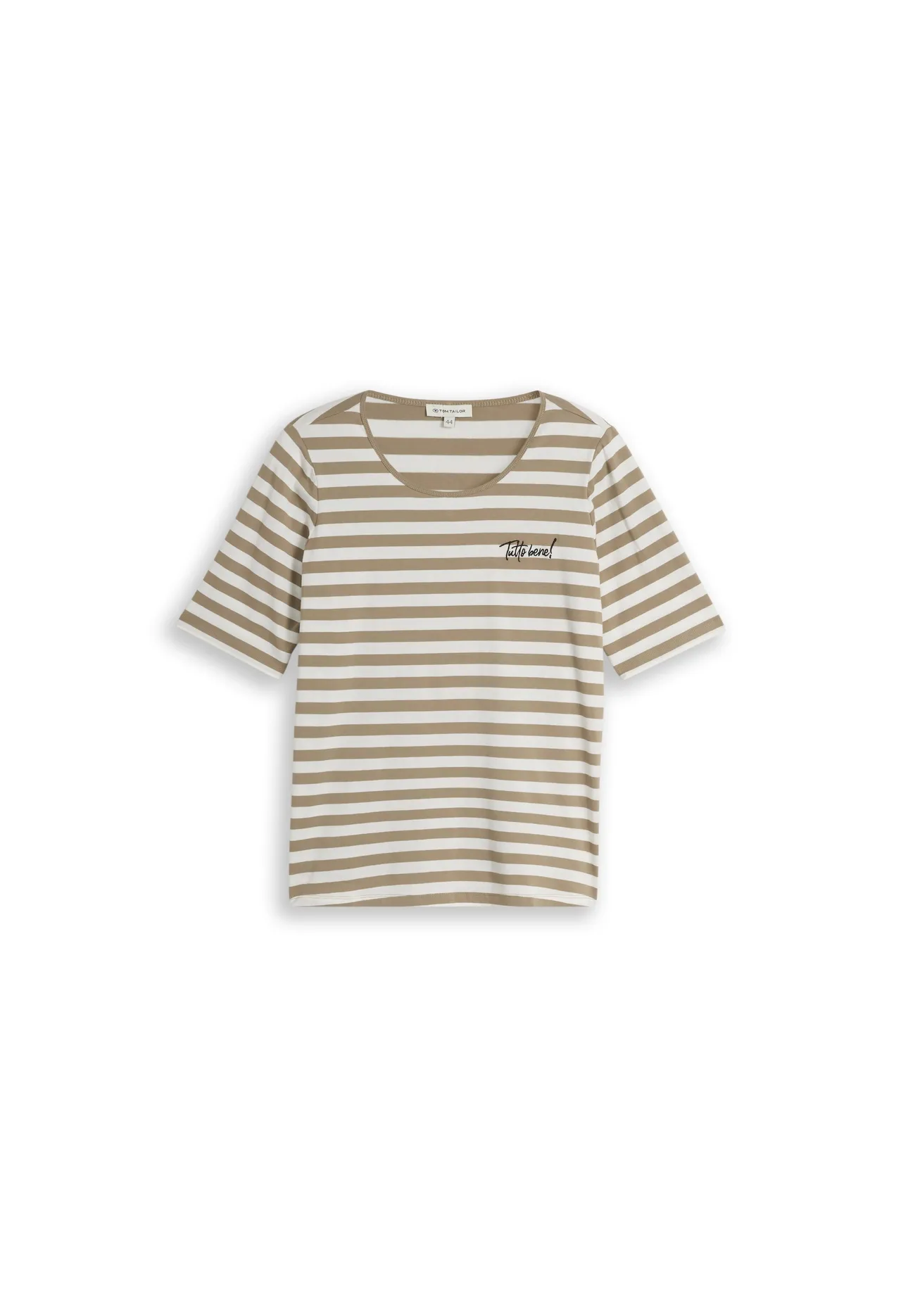 Gestreiftes T-Shirt mit Schriftzug-Stickerei