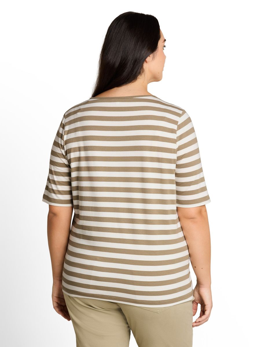 Gestreiftes T-Shirt mit Schriftzug-Stickerei