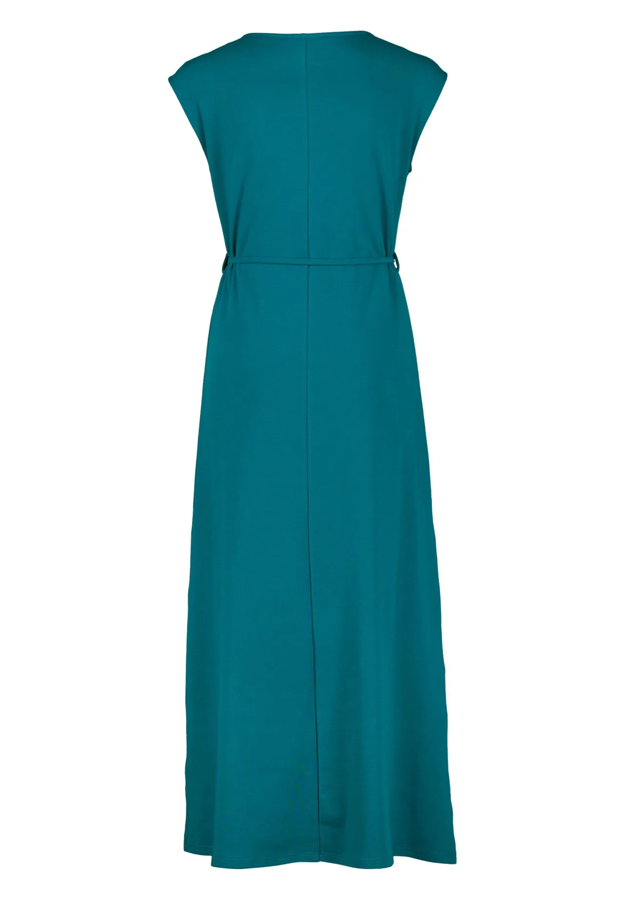 Fließendes Maxikleid mit Kappärmeln und Perlen-Bindegürtel