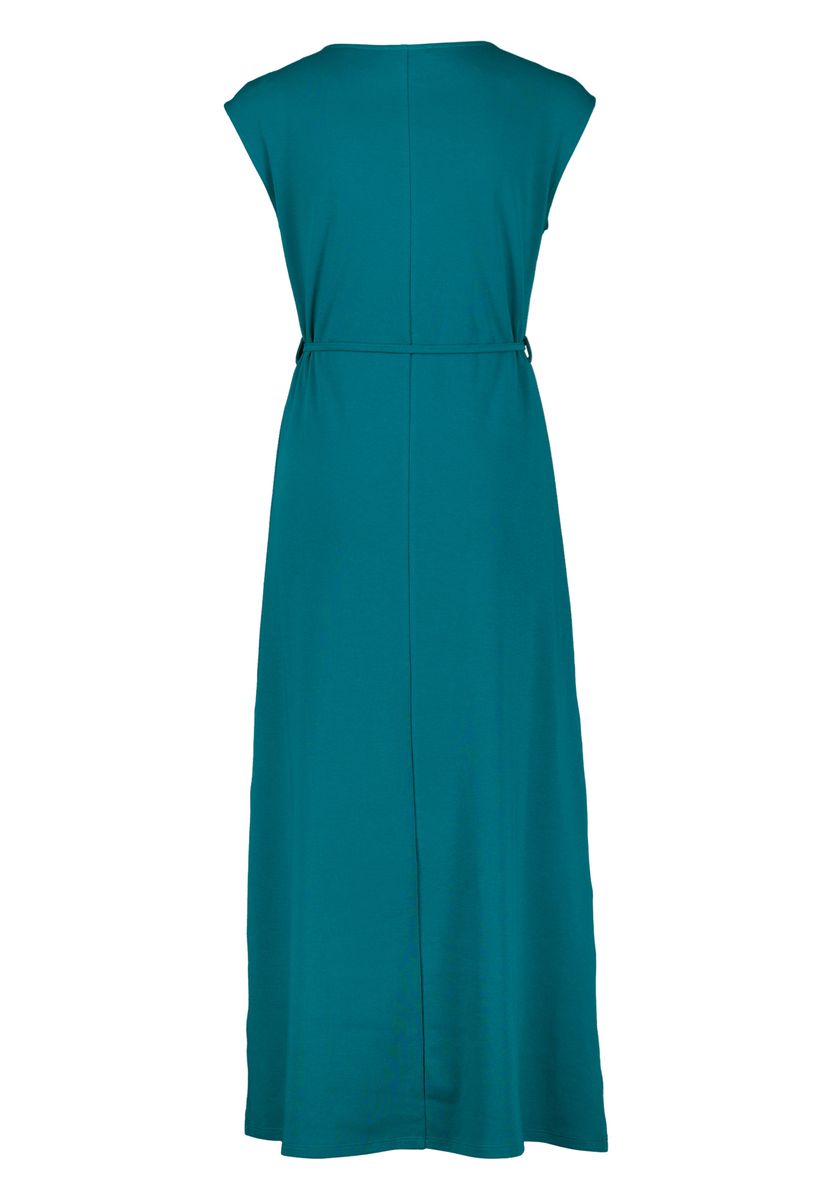 Fließendes Maxikleid mit Kappärmeln und Perlen-Bindegürtel