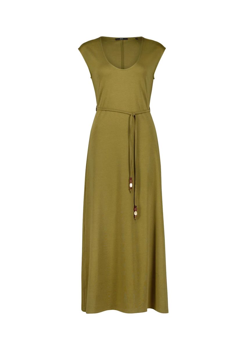 Jersey-Midikleid mit Bindegürtel