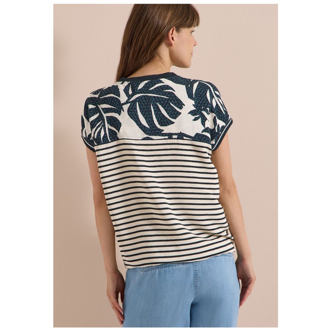 Viskose-Blusenshirt im tropischen Printmix