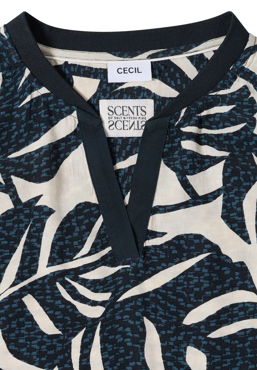 Viskose-Blusenshirt im tropischen Printmix