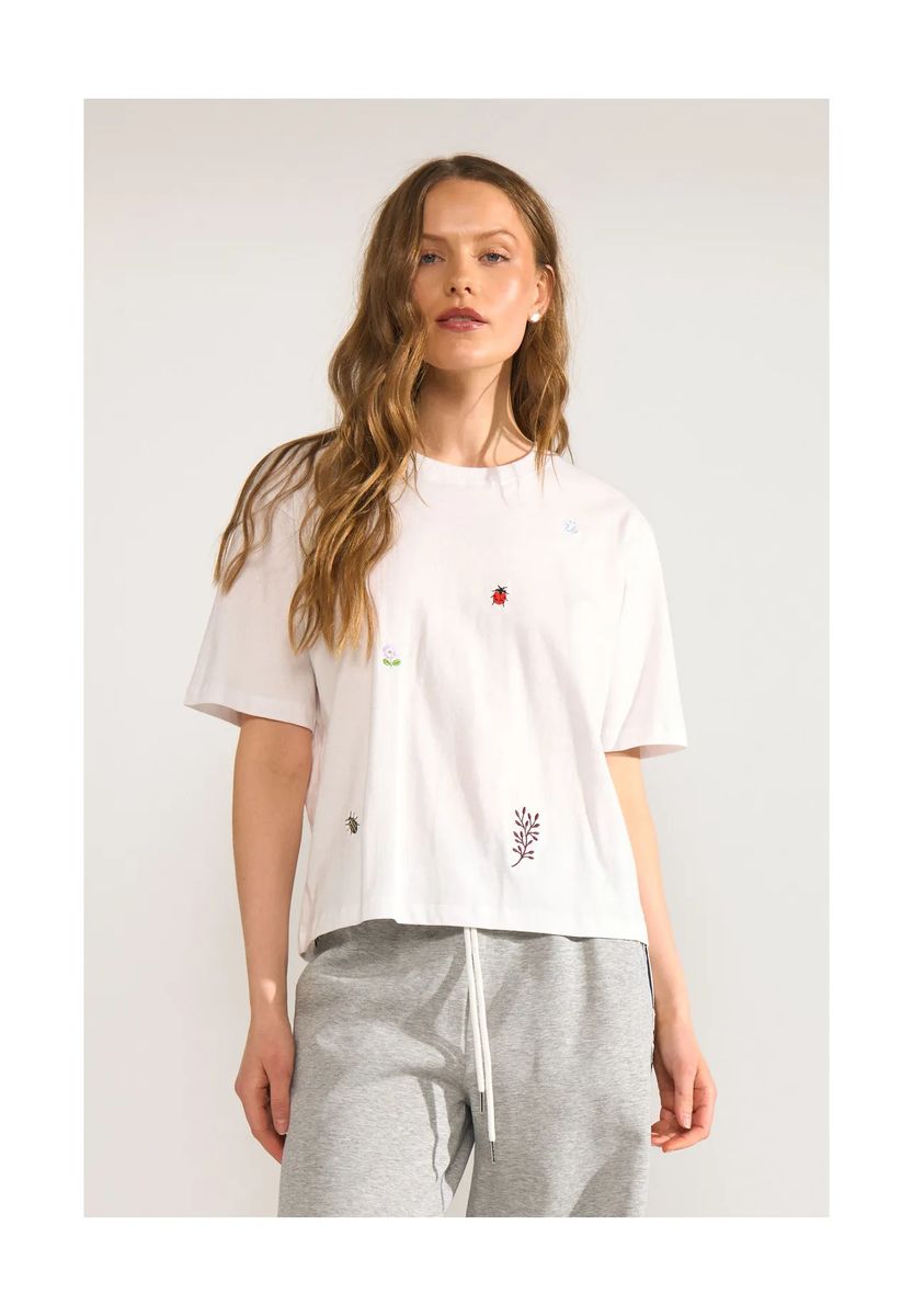 Besticktes Relaxed-Fit Baumwoll-T-Shirt