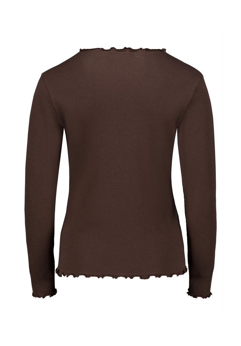 Rippshirt mit Wellensaum und Langarm