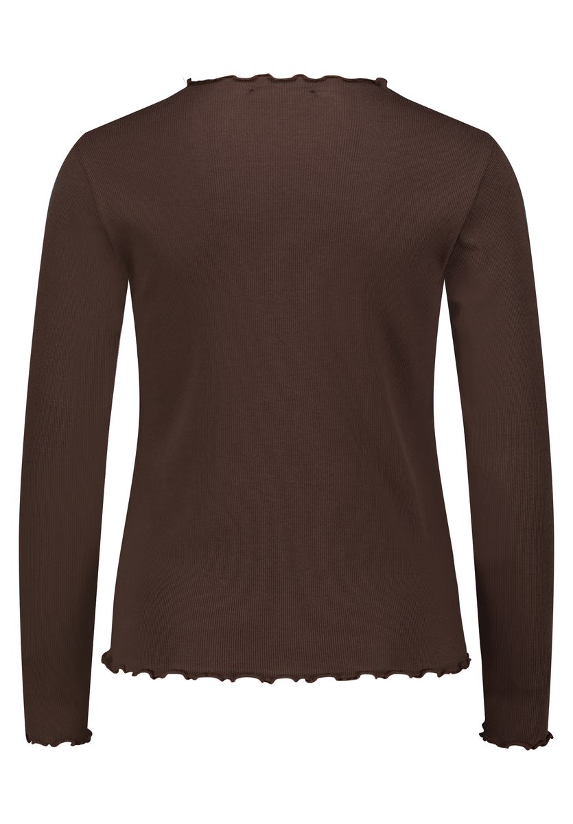 Rippshirt mit Wellensaum und Langarm