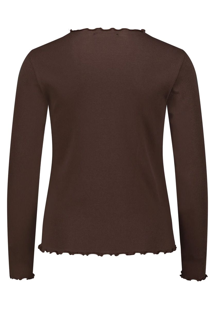 Rippshirt mit Wellensaum und Langarm