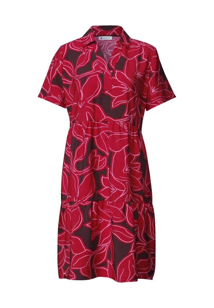 Leuchtendes Stufen-Hemdblusenkleid mit Blumenmuster