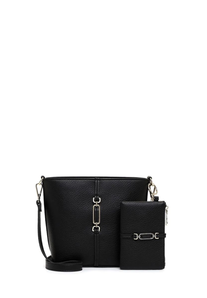 Bucket-Bag-Set aus genarbtem Kunstleder