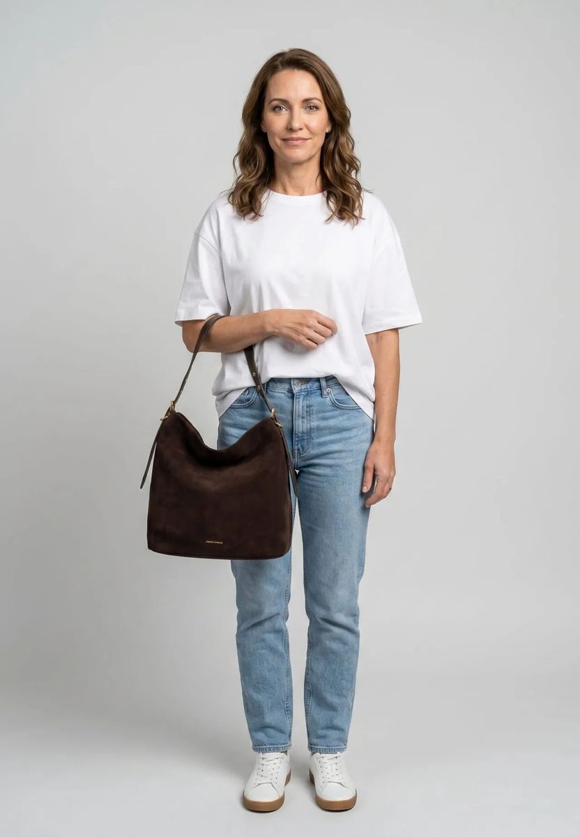 Minimalistische Hobo-Tasche aus Wildleder