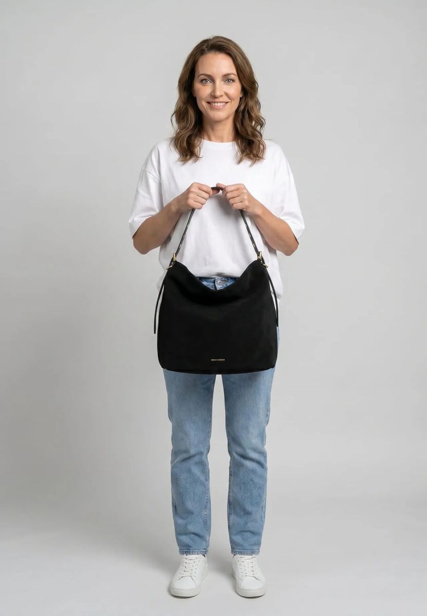 Minimalistische Hobo-Tasche in Wildleder-Optik