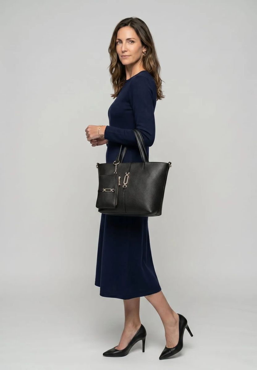 Strukturierte Shopper-Tasche mit abnehmbarem Etui