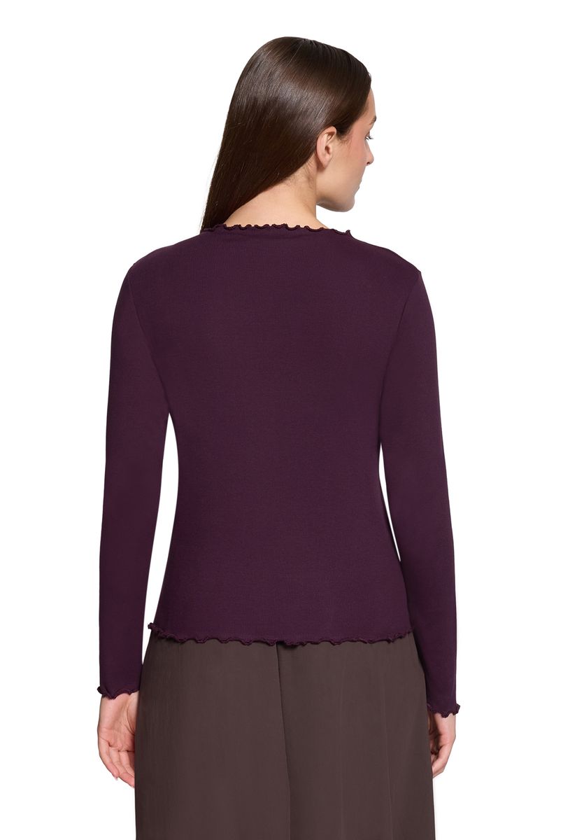 Geripptes Langarmshirt mit Wellensaum