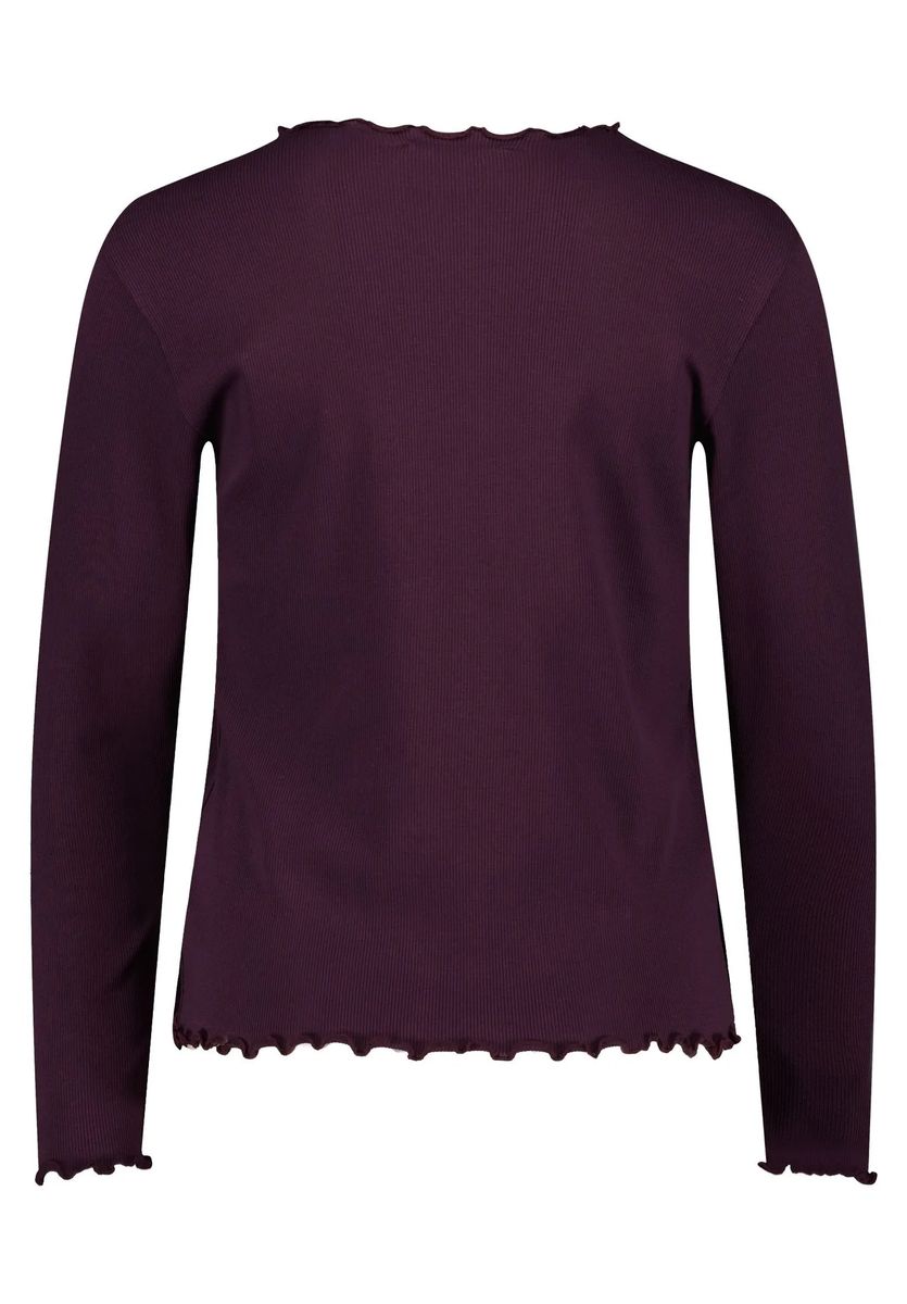 Geripptes Langarmshirt mit Wellensaum