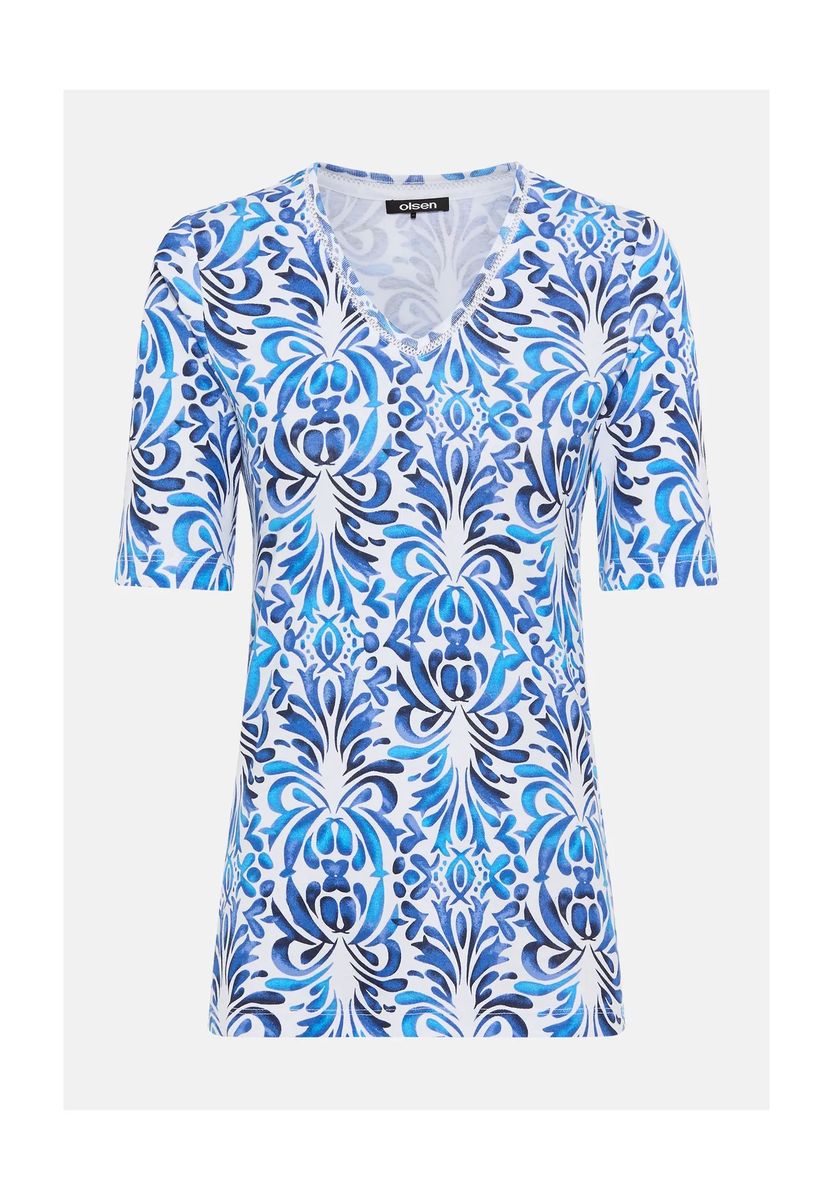 Farbenfrohes T-Shirt mit Ornament-Print