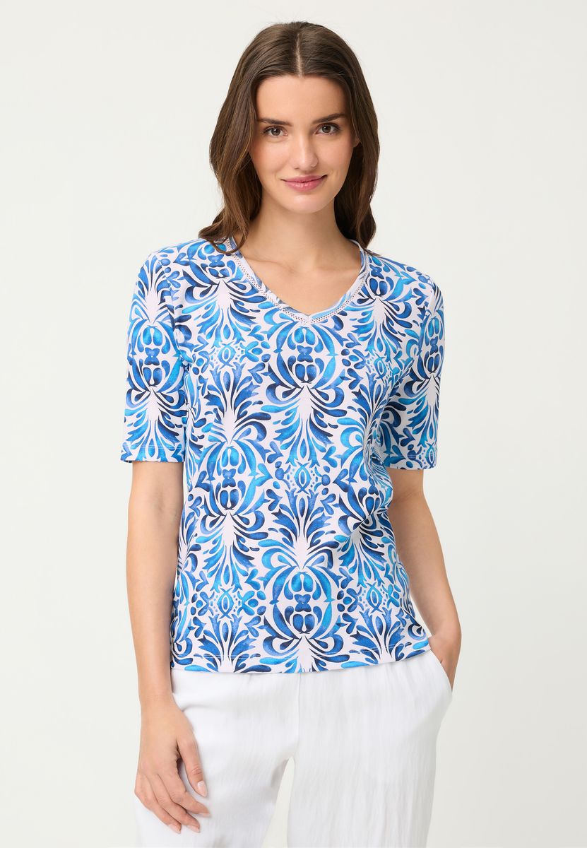 Farbenfrohes T-Shirt mit Ornament-Print