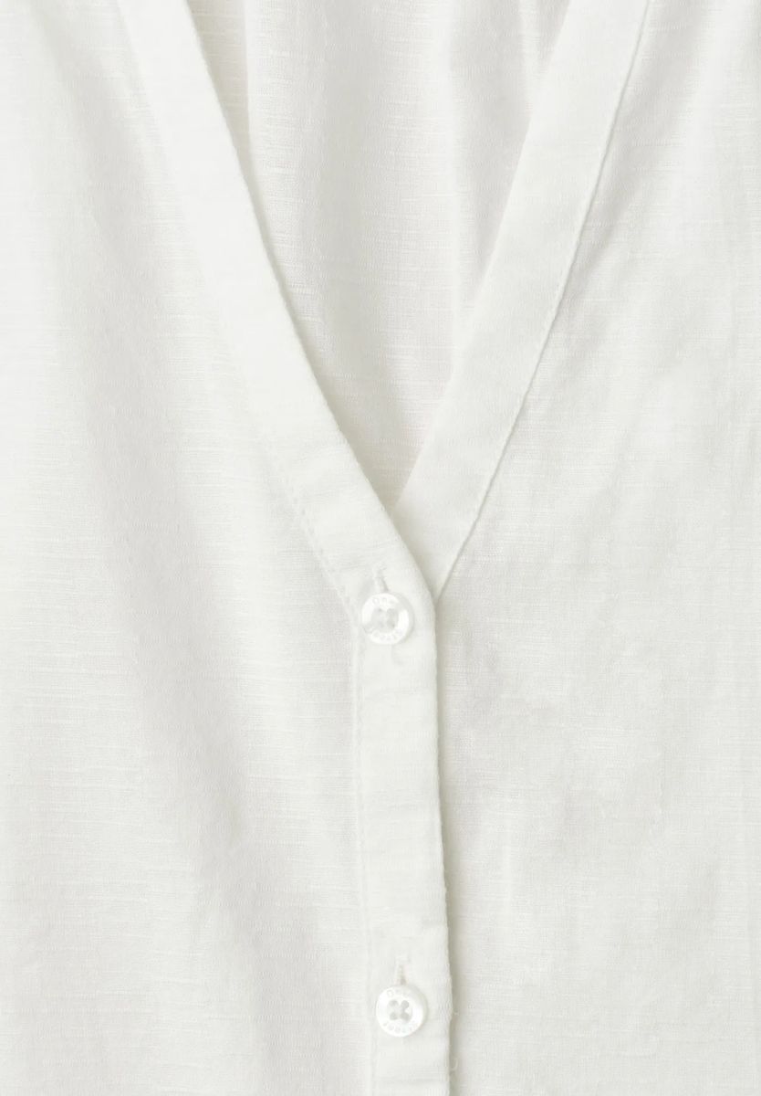 Kurzärmlige Baumwollbluse mit Split-Neck