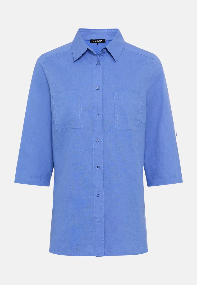 Lockere Leinen-Baumwoll-Utility-Bluse