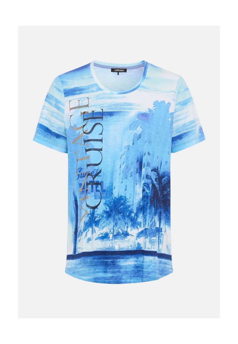 T-Shirt mit tropischem Panneau-Print