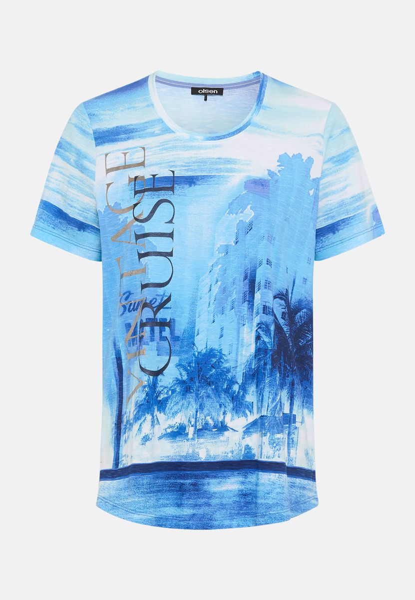 T-Shirt mit tropischem Panneau-Print