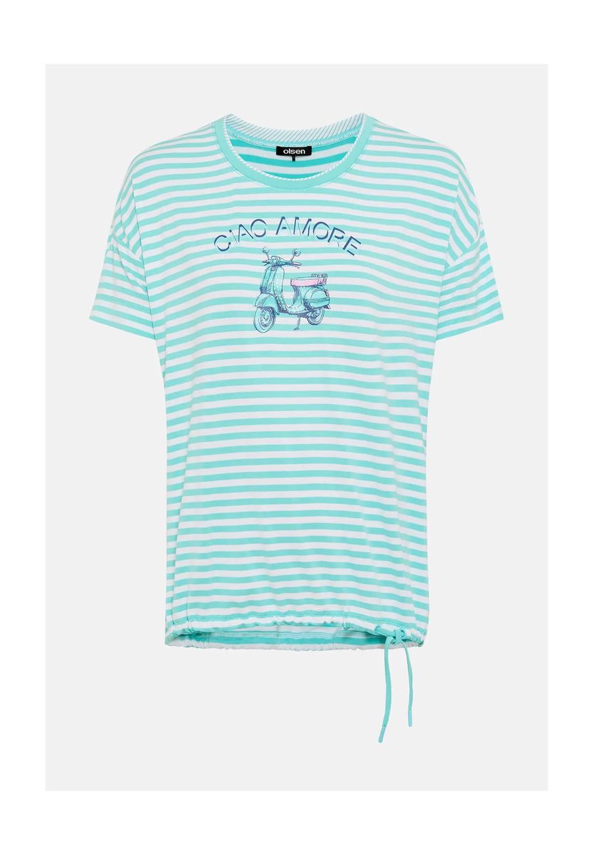 Gestreiftes Grafik-Shirt mit Tunnelzug