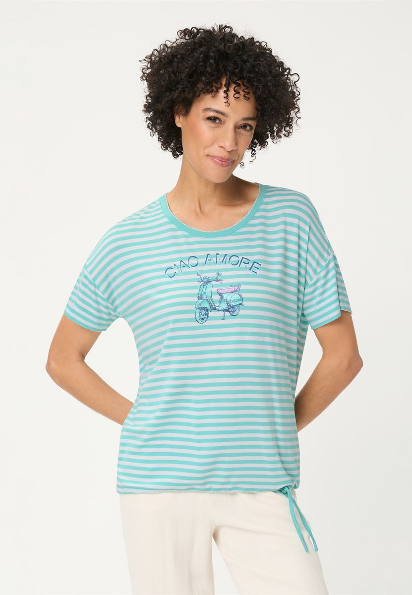 Gestreiftes Grafik-Shirt mit Tunnelzug