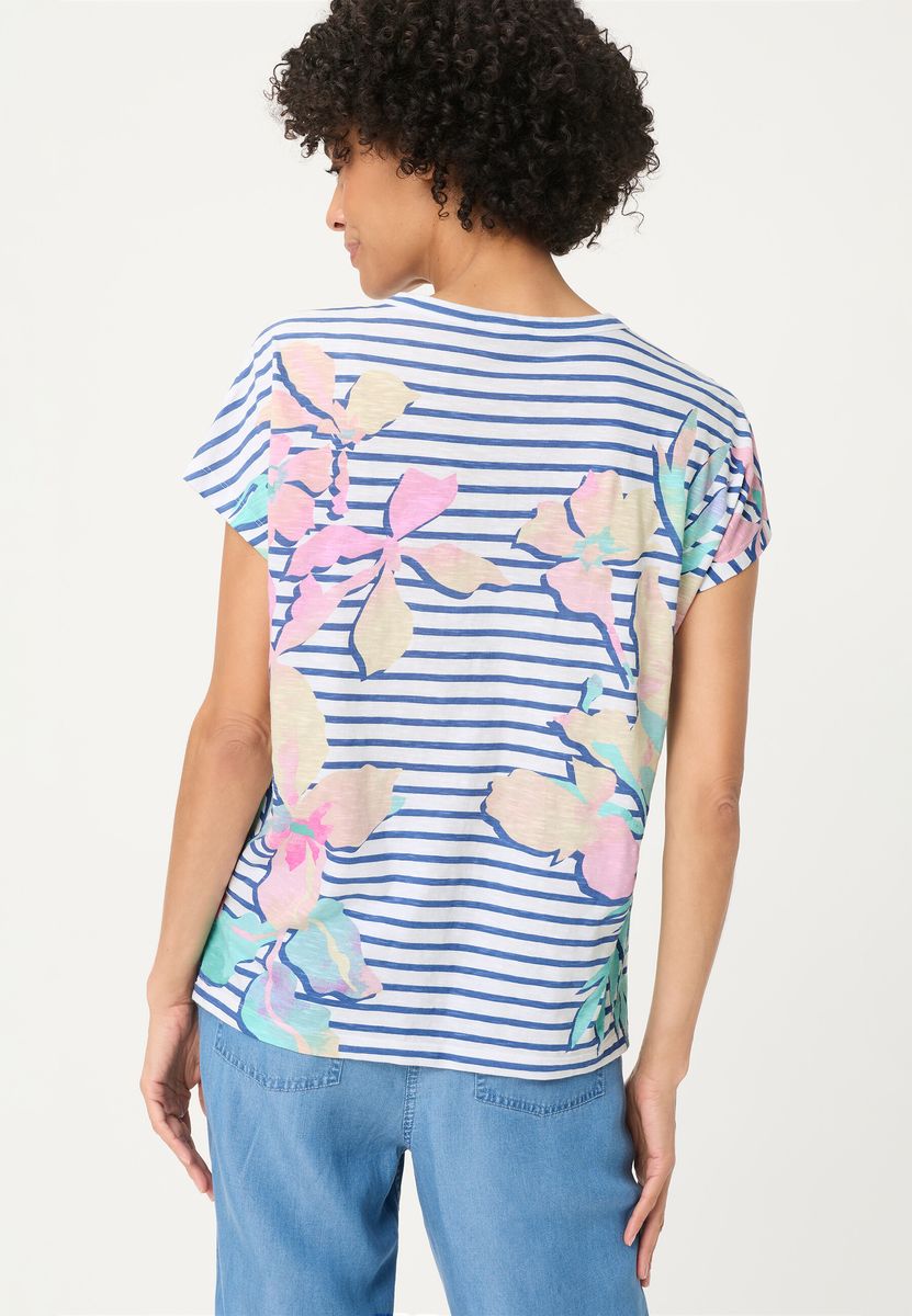 Maritimes Streifenshirt mit Blumen-Print