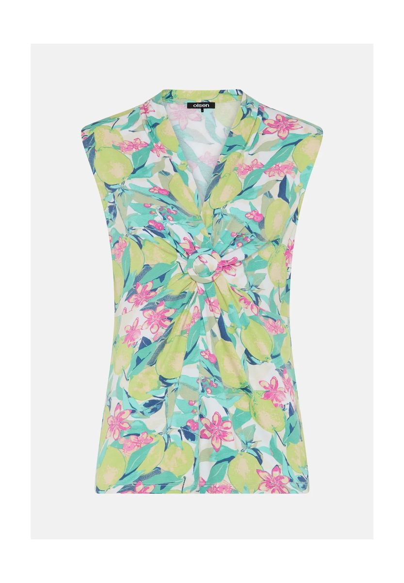 Ärmelloses Knotentop mit floralem Print