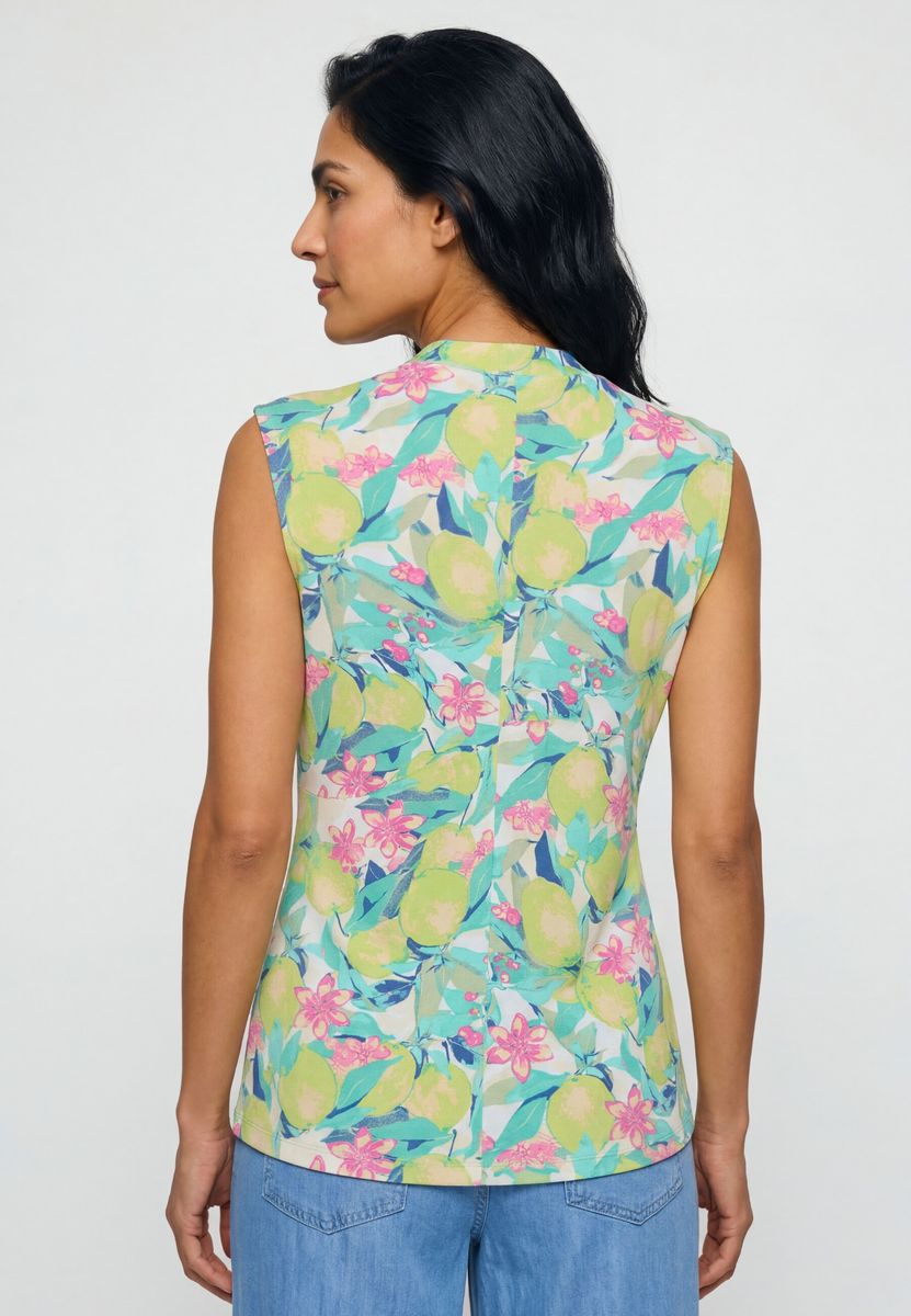 Ärmelloses Knotentop mit floralem Print