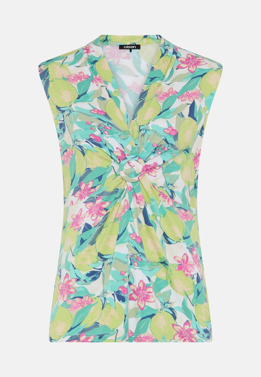 Ärmelloses Knotentop mit floralem Print