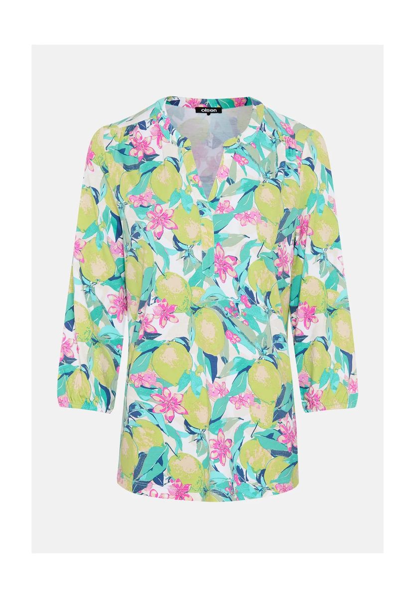 Tunika-Bluse mit Zitronen-Print