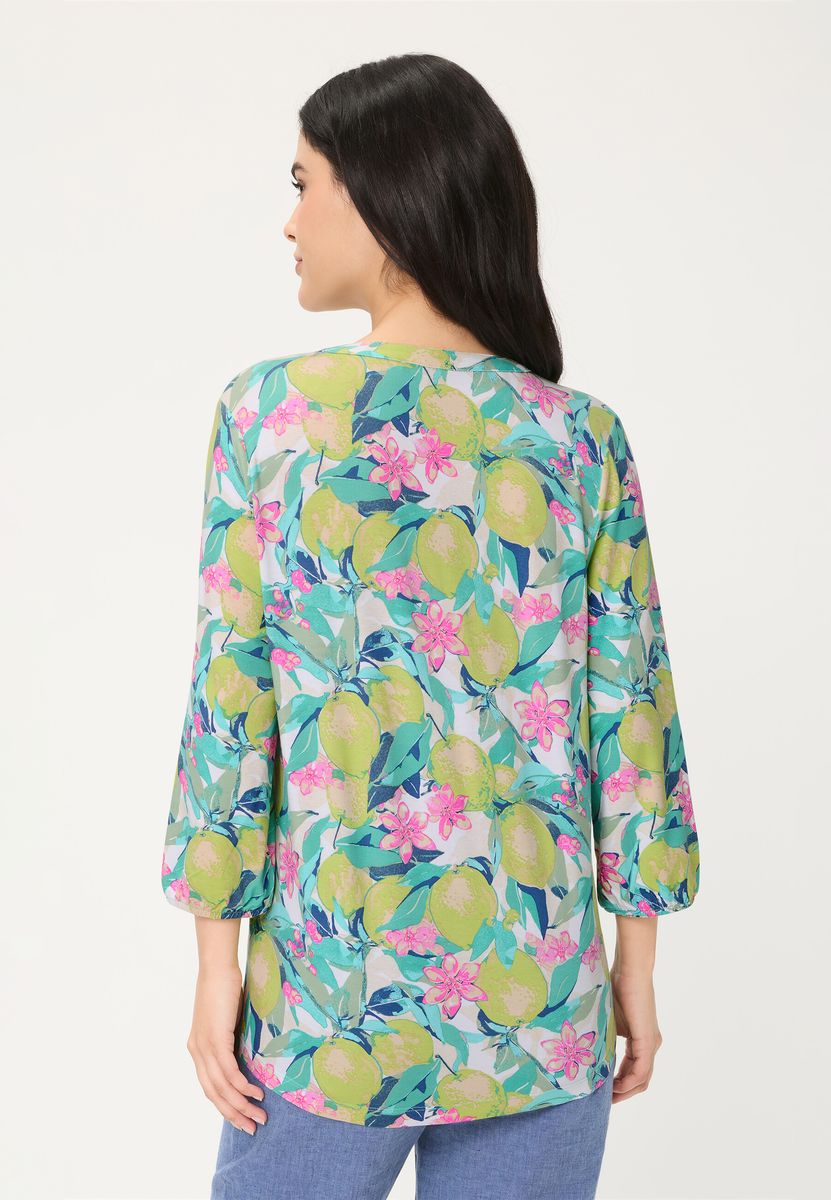Tunika-Bluse mit Zitronen-Print