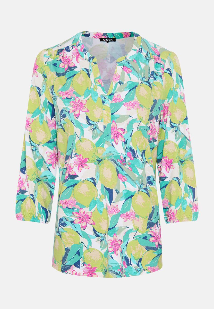 Tunika-Bluse mit Zitronen-Print