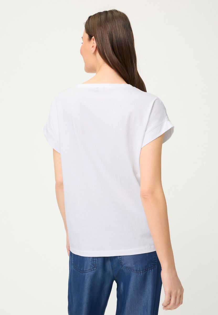 Besticktes Shirt mit Baumwollspitze