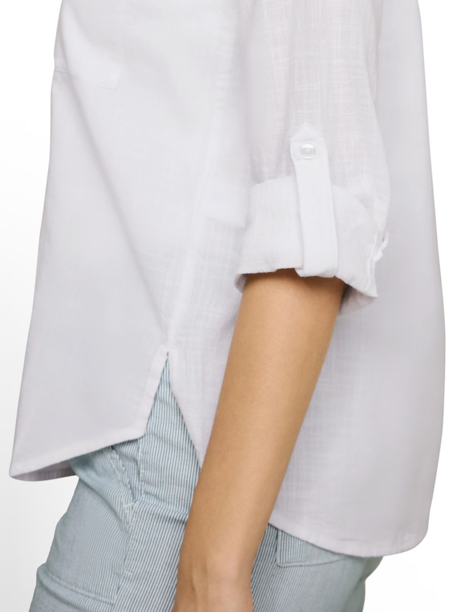 Strukturierte Baumwollbluse mit Brusttaschen