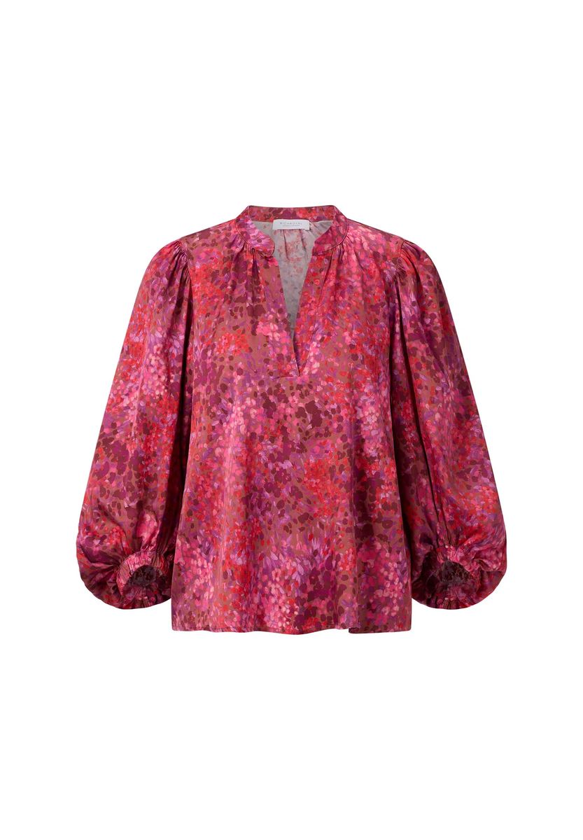 Florale Satinbluse mit Schlitz-Ausschnitt