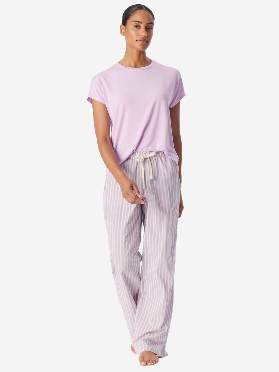 Gestreifte Lounge-Hose mit weitem Bein