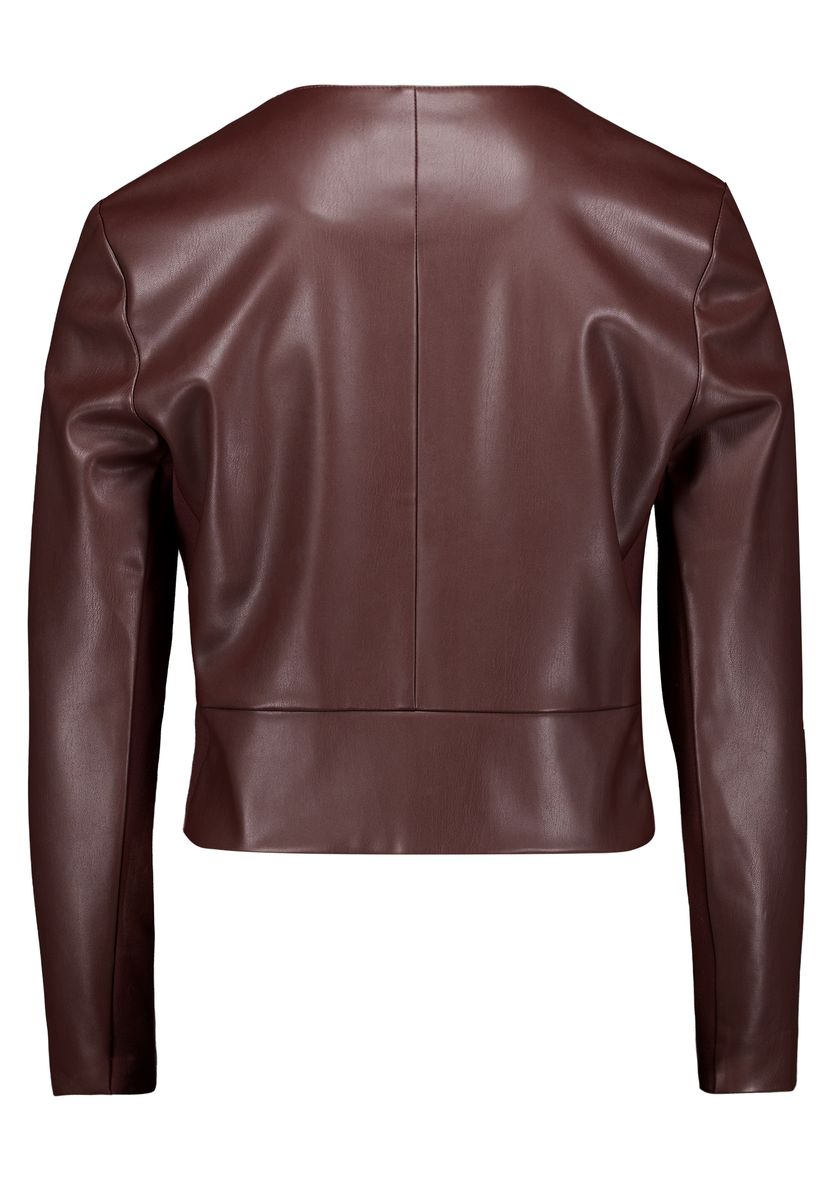 Kragenlose Kunstlederjacke mit Reißverschluss