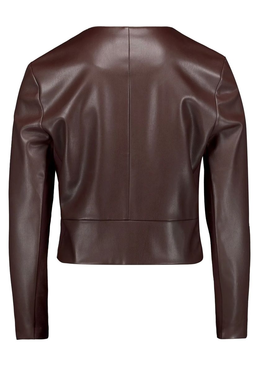 Kragenlose Kunstlederjacke mit Reißverschluss