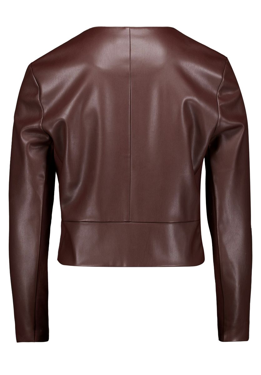 Kragenlose Kunstlederjacke mit Reißverschluss