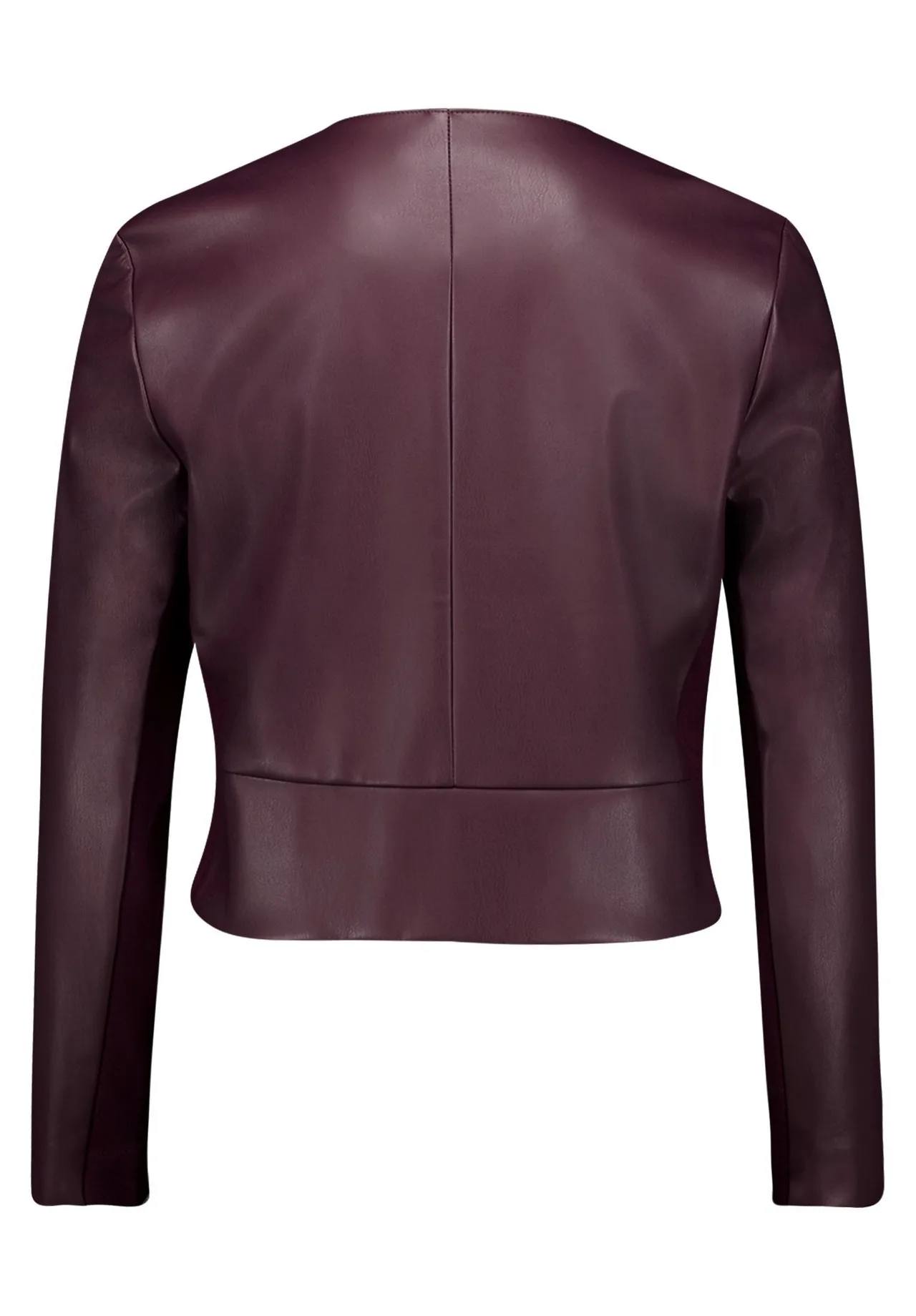 Kragenlose Kunstlederjacke mit Reißverschluss