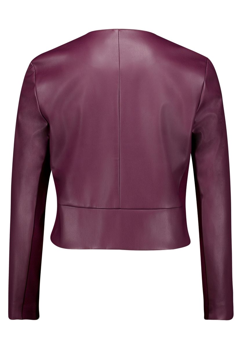 Kragenlose Kunstlederjacke mit Reißverschluss