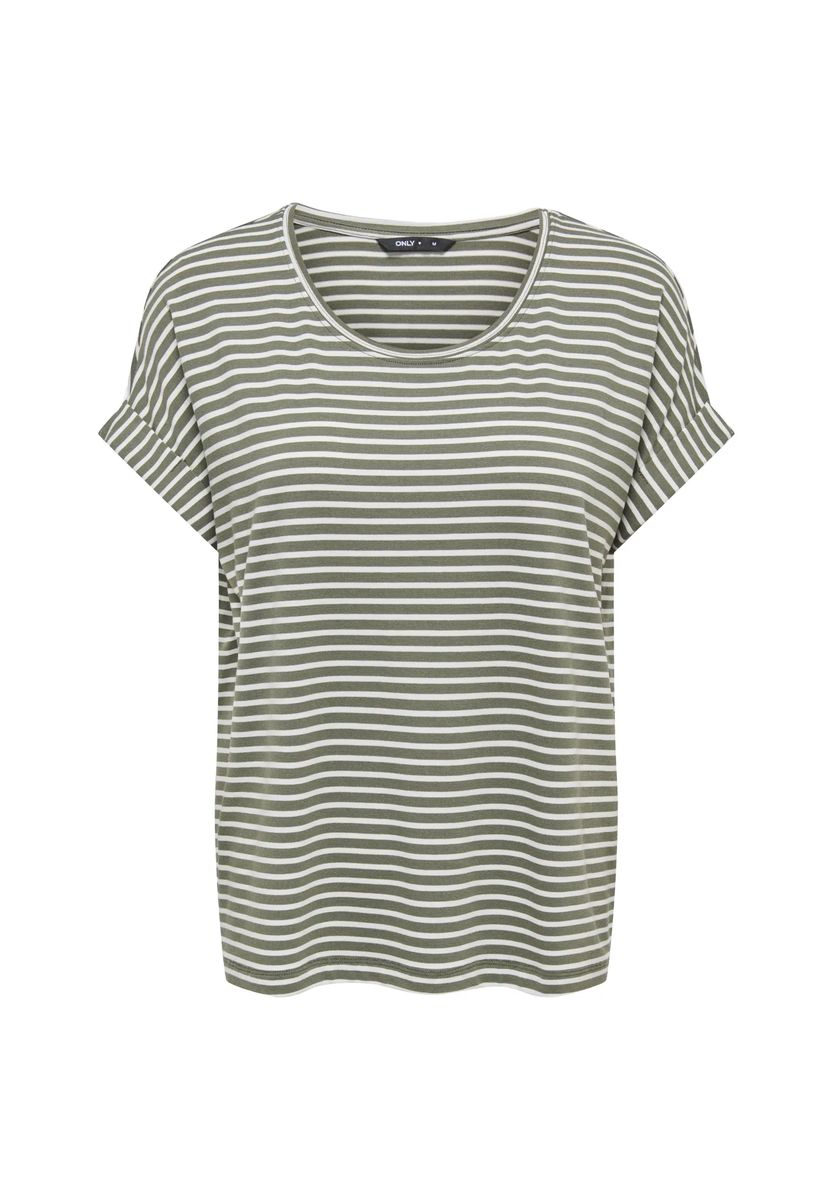 Gestreiftes T-Shirt mit Ärmelaufschlag