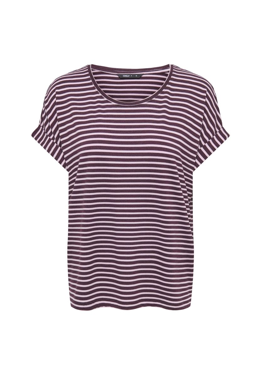 Gestreiftes Relaxed-T-Shirt mit Rollärmeln