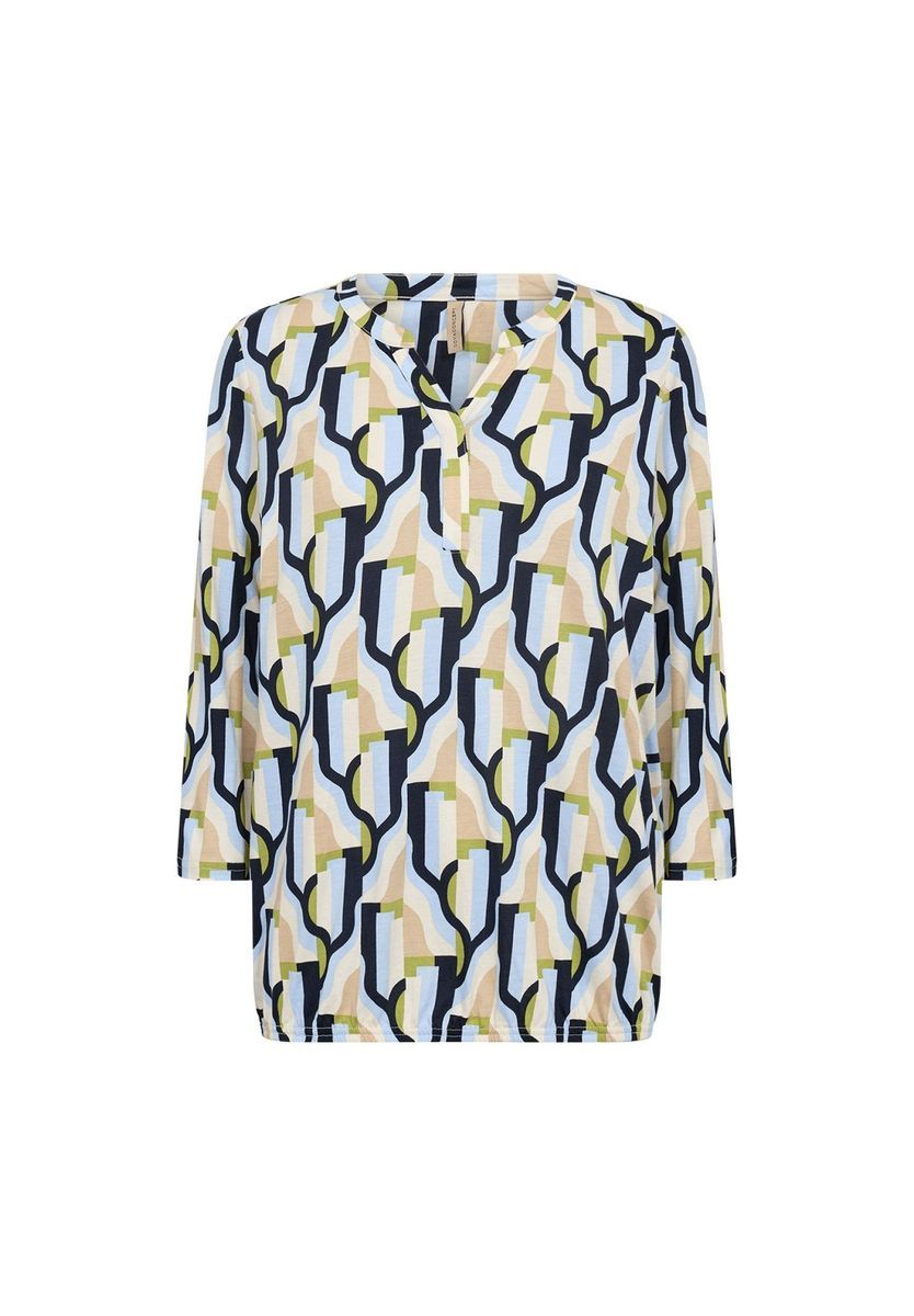 Bluse mit abstraktem Print und Schlitz-Ausschnitt