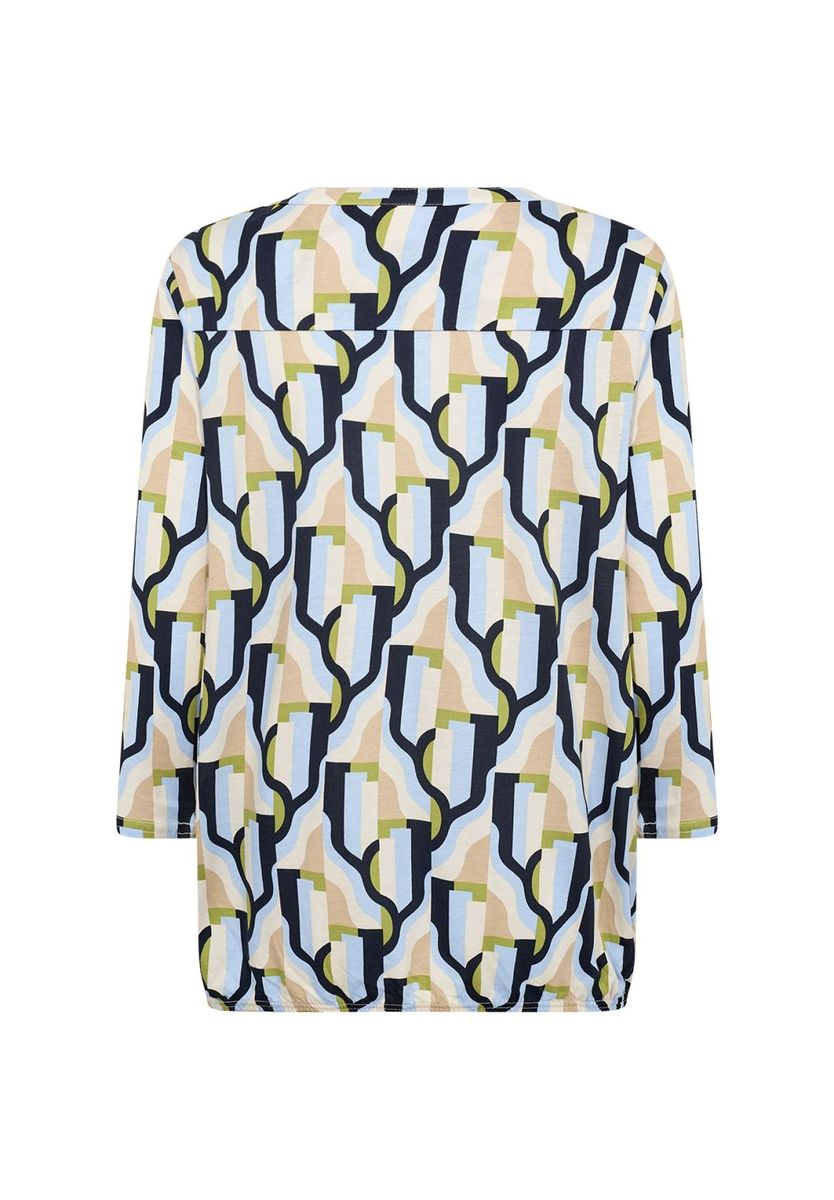 Bluse mit abstraktem Print und Schlitz-Ausschnitt