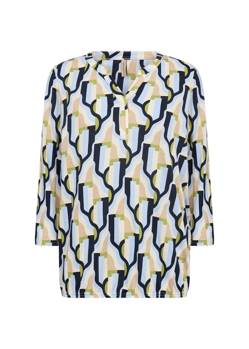 Bluse mit abstraktem Print und Schlitz-Ausschnitt