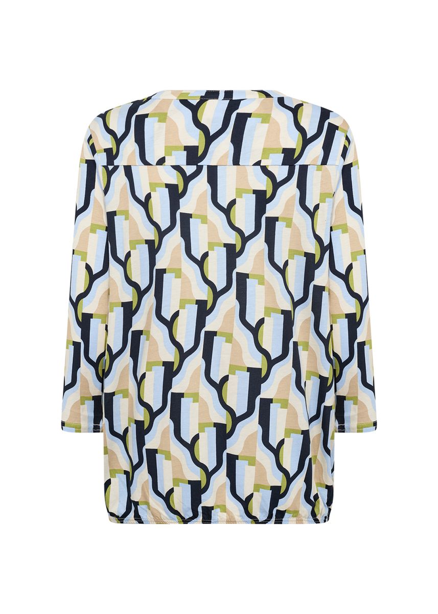 Bluse mit abstraktem Print und Schlitz-Ausschnitt